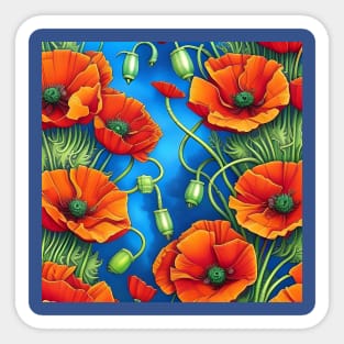 Beautiful Orange Poppies Sticker